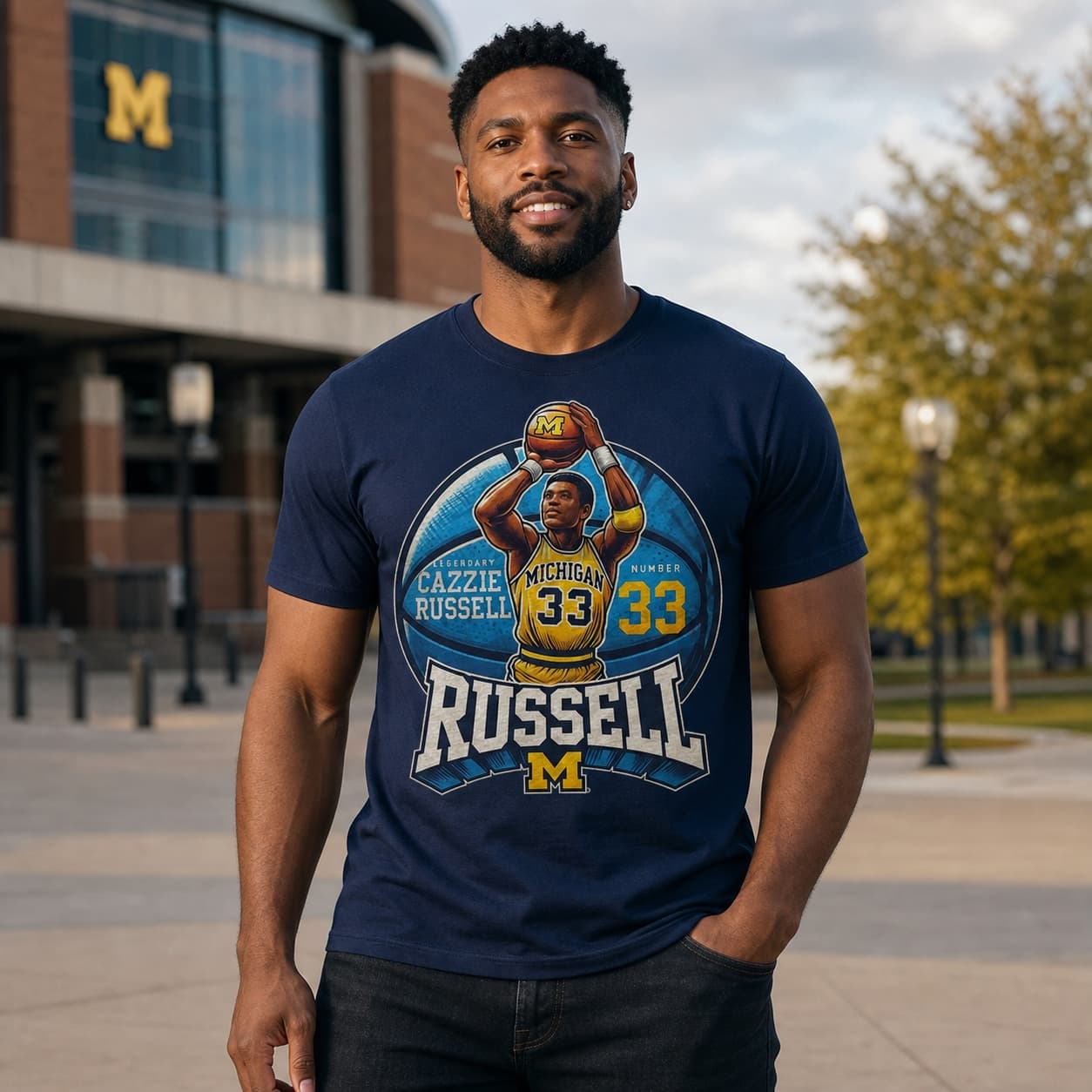 Michigan Wolverines Cazzie Russell Exclusive Retro March Madness Basketball Shirt