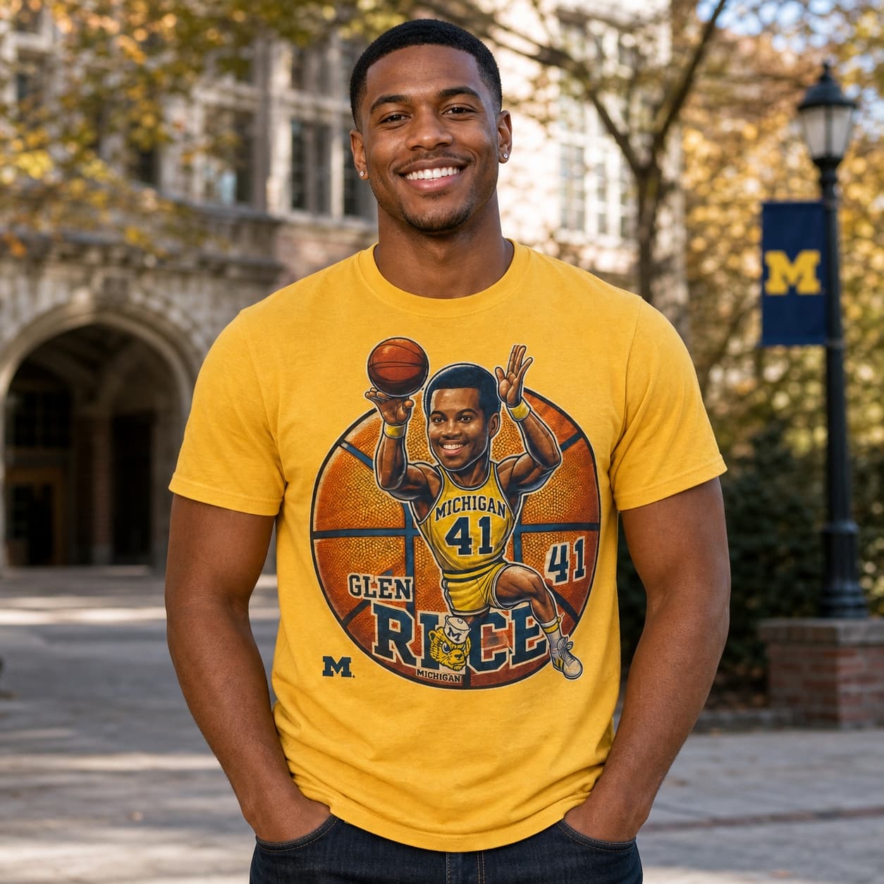 Michigan Wolverines Glen Rice Exclusive Retro March Madness Basketball Shirt