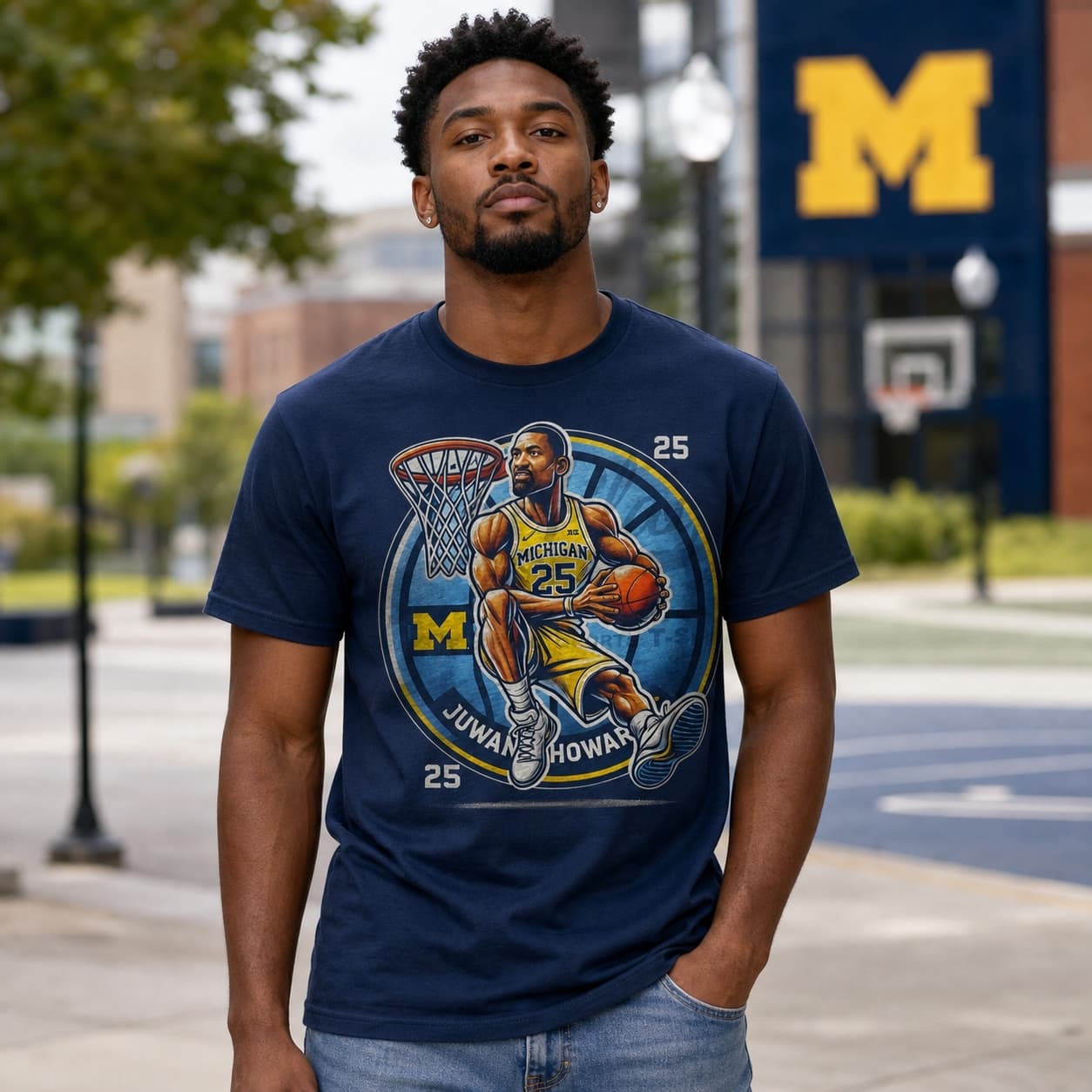 Michigan Wolverines Juwan Howard Exclusive Retro March Madness Basketball Shirt