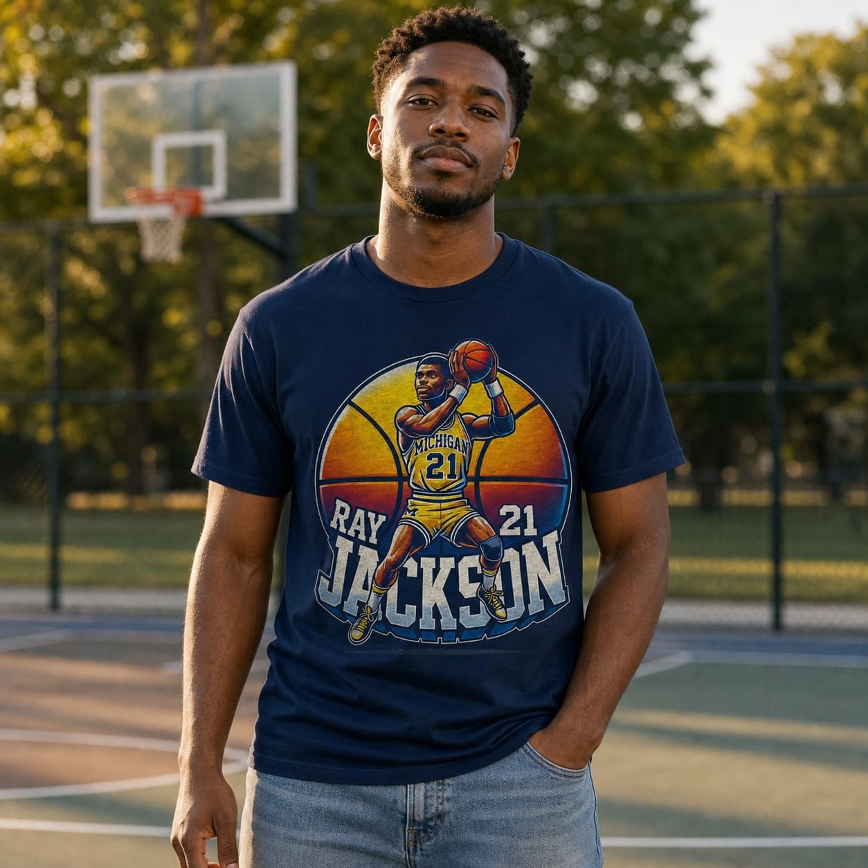 Michigan Wolverines Ray Jackson Exclusive Retro March Madness Basketball Shirt