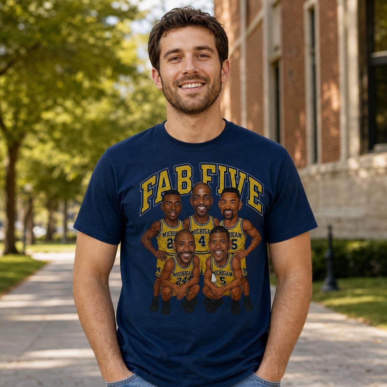 Michigan Wolverines Retro Fab Five Basketball Maize 1991 Shirt