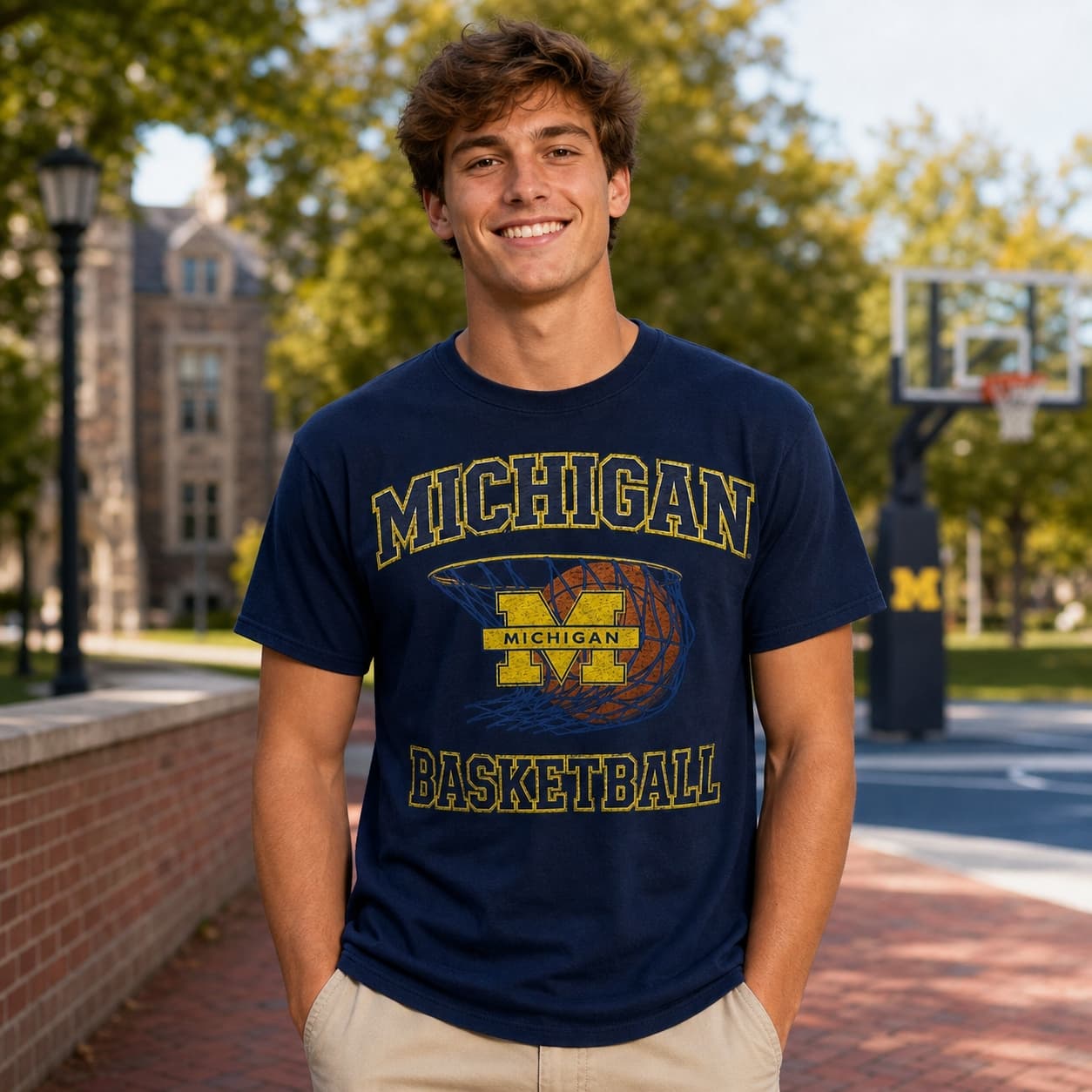 Michigan Wolverines Vintage Basketball T-Shirt