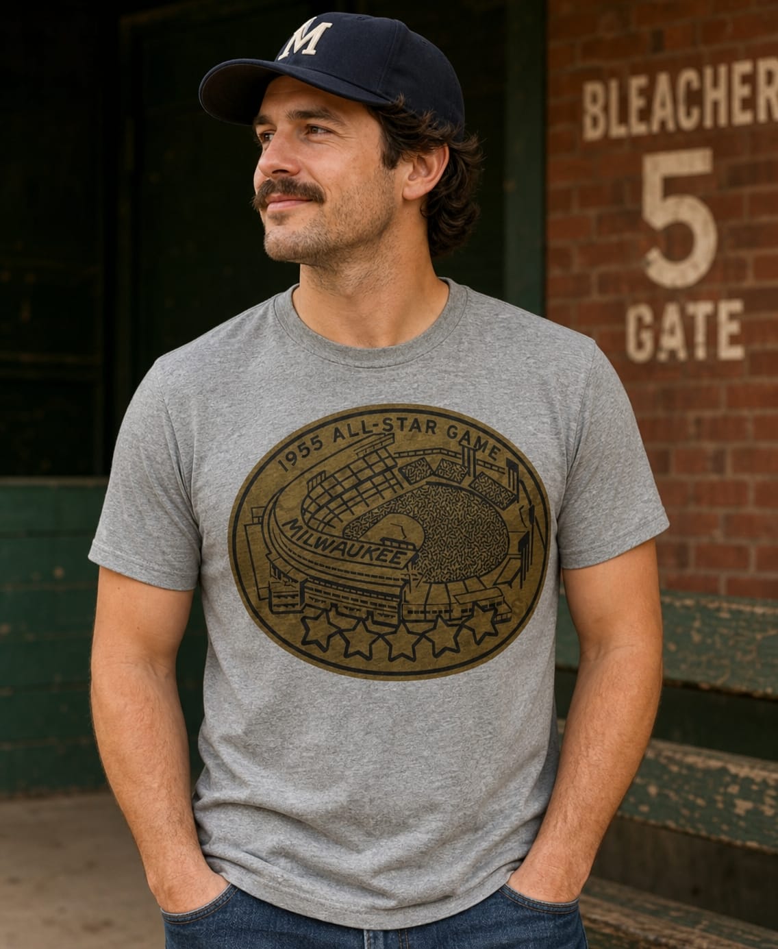 Milwaukee Braves Retro All Star Game Baseball 1955 Artwork T-Shirt