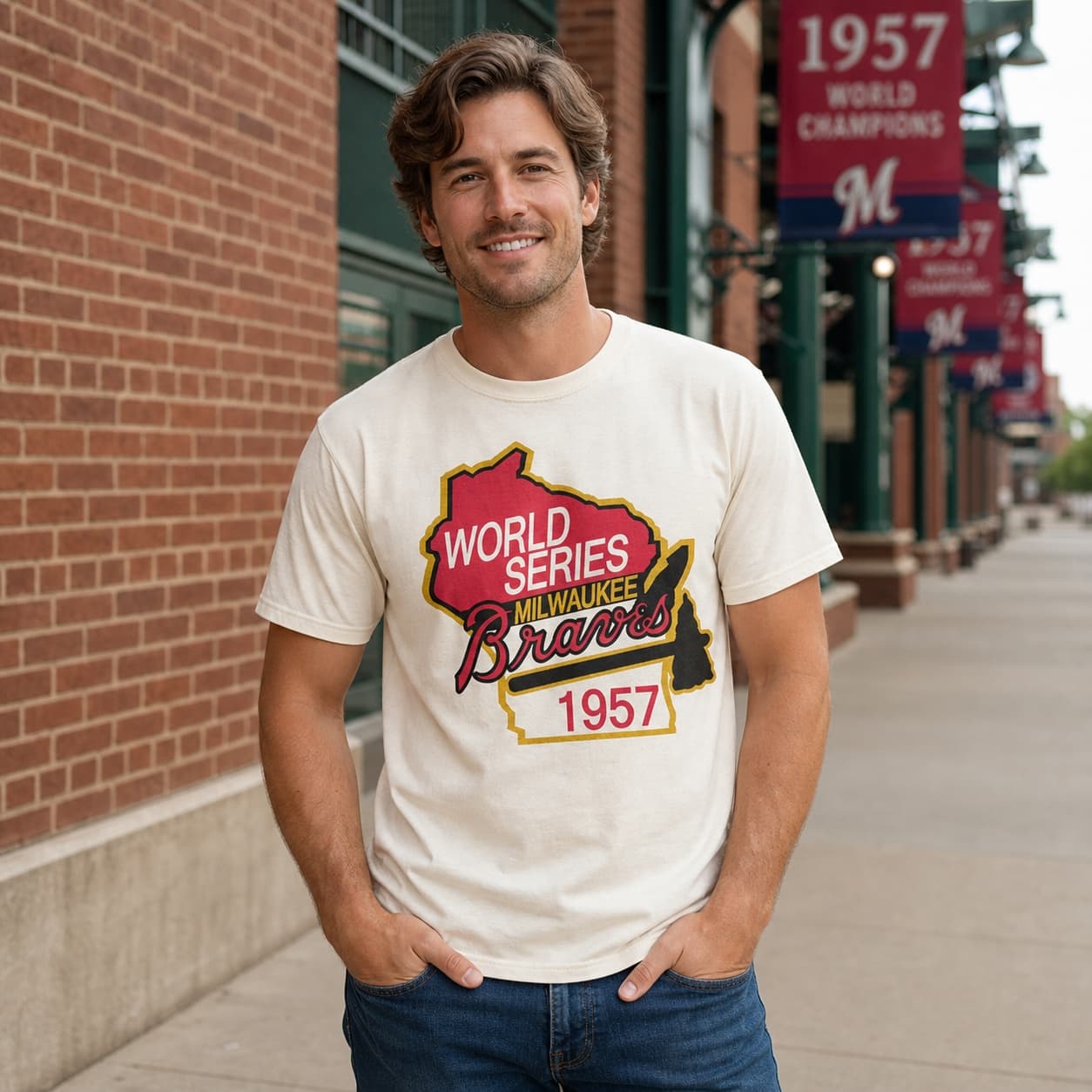 Milwaukee Braves Vintage Baseball World Series 1957 Artwork Shirt
