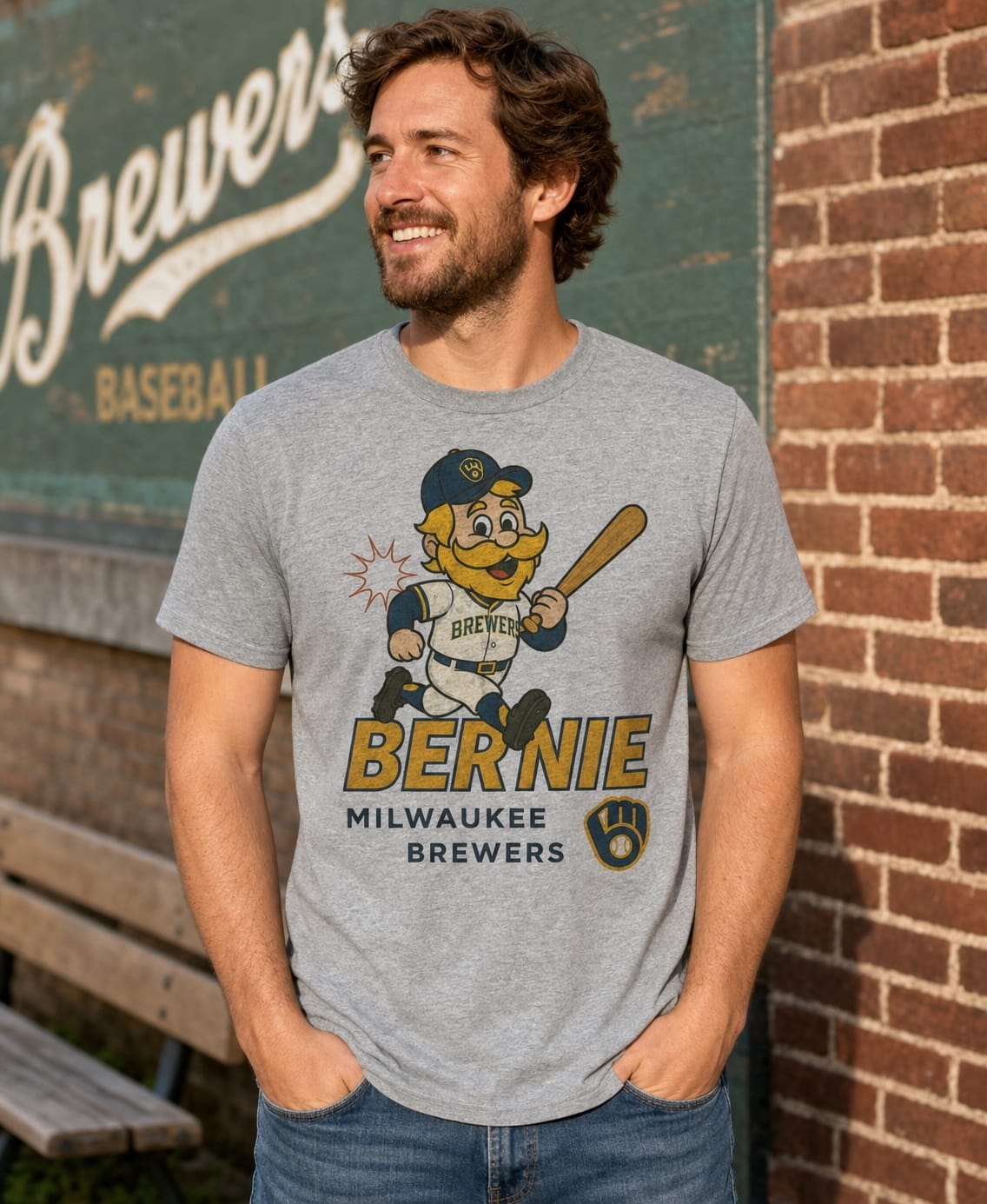 Milwaukee Brewers Bernie Mascot Retro Baseball Artwork Shirt