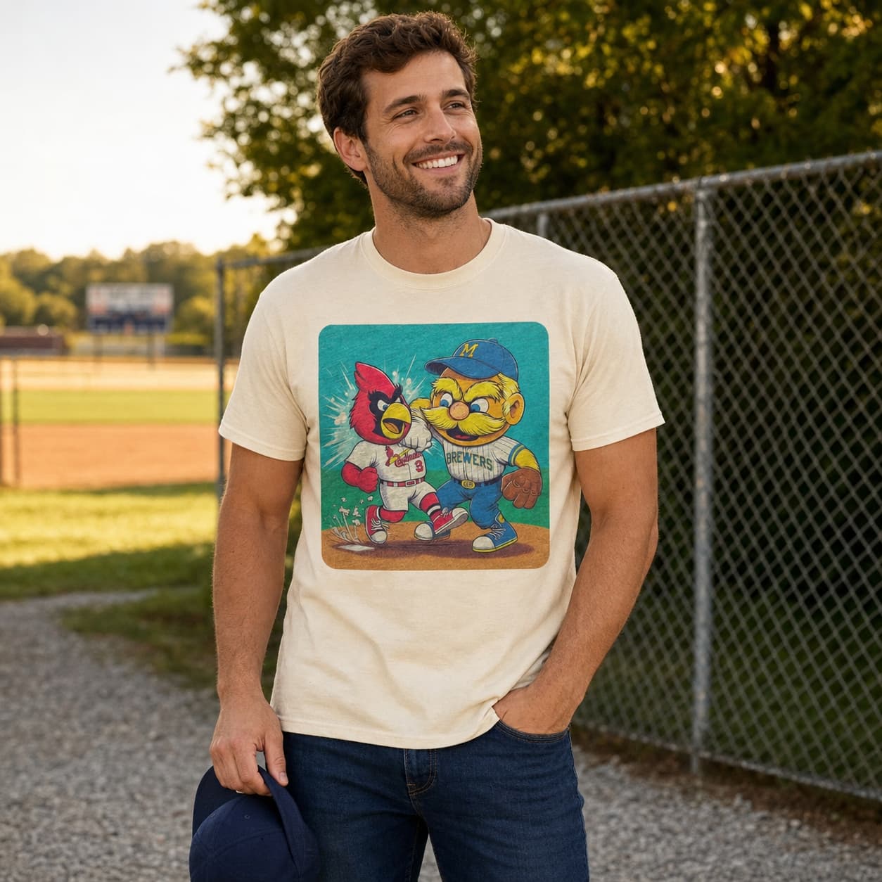 Milwaukee Brewers vs. St. Louis Cardinals Retro Rivalry Baseball 1995 Artwork Shirt