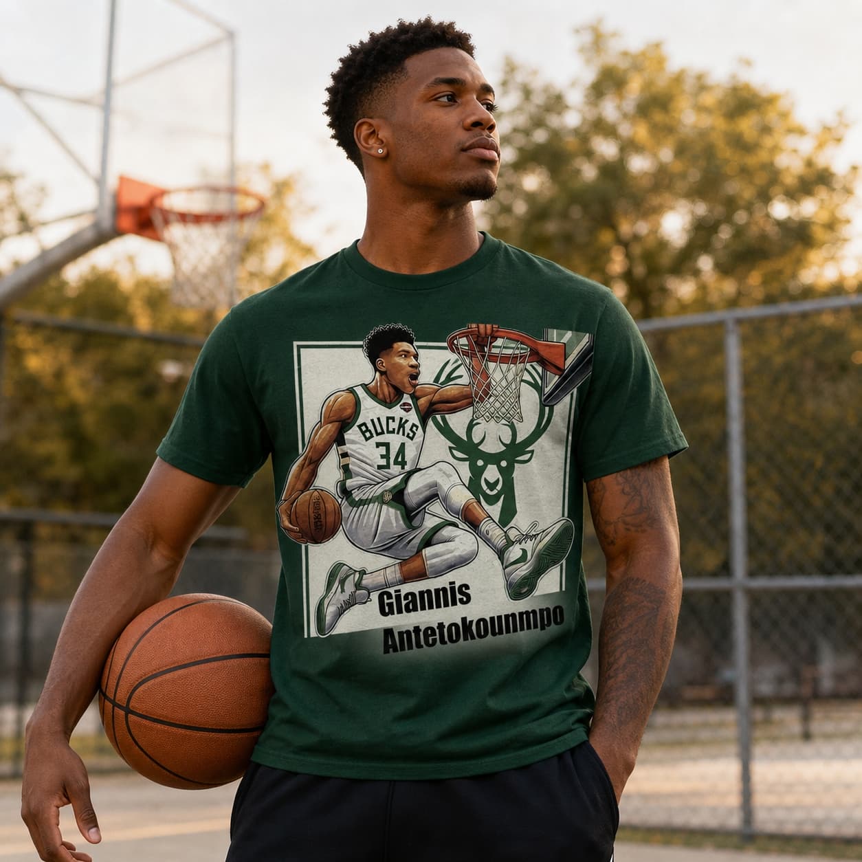 Milwaukee Bucks Giannis Antetokounmpo Exclusive Retro Basketball Dunk Shirt