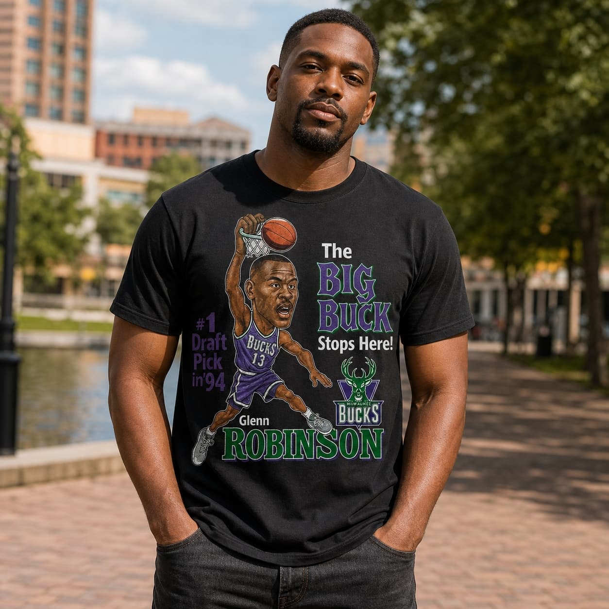 Milwaukee Bucks Glenn Robinson Retro Basketball 1994 Shirt