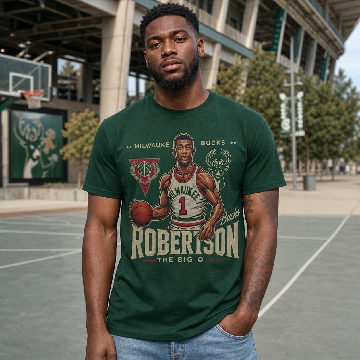 Milwaukee Bucks Oscar Robertson Exclusive Retro Basketball 1971 Shirt