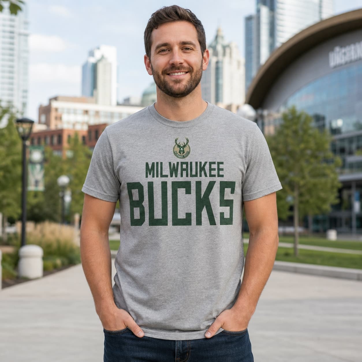 Milwaukee Bucks Retro Basketball Bold Shirt