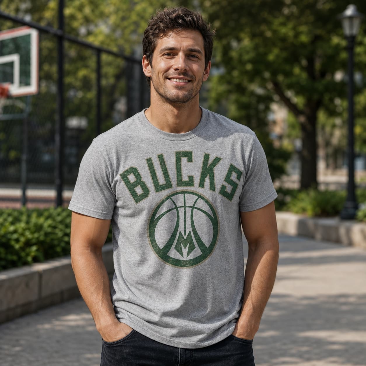 Milwaukee Bucks Retro Basketball Circle Ball Shirt