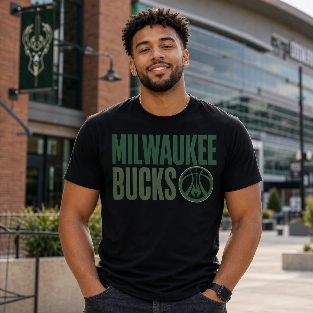 Milwaukee Bucks Retro Basketball Circle Shirt
