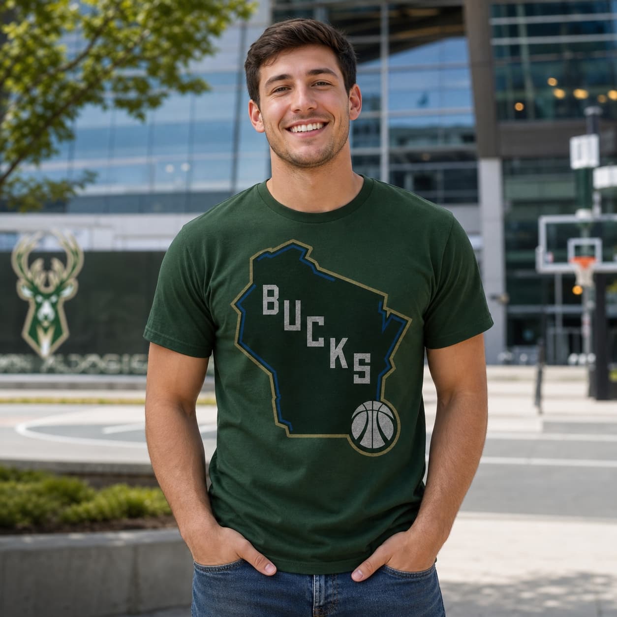 Milwaukee Bucks Retro Basketball State Shirt