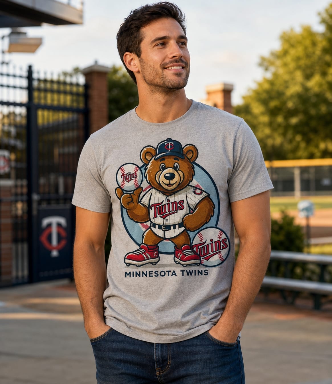 Minnesota Twins Bear Exclusive Retro Baseball Mascot Artwork Shirt