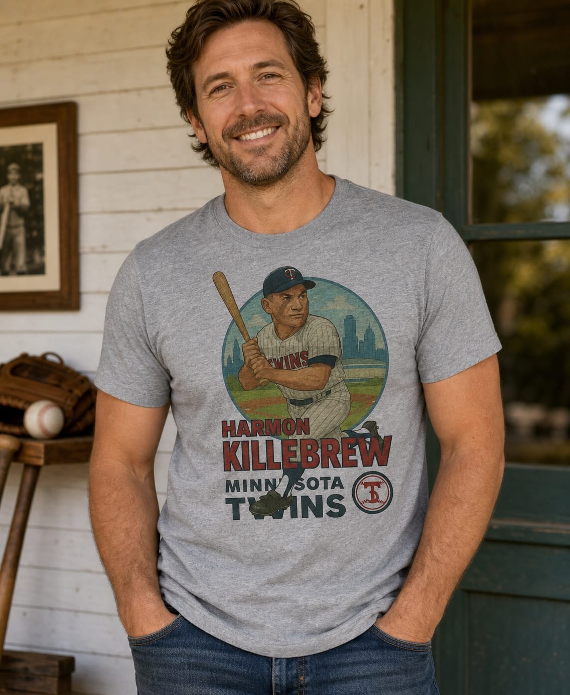 Minnesota Twins Harmon Killebrew Exclusive Retro Baseball Skyline 1969 Artwork T-Shirt