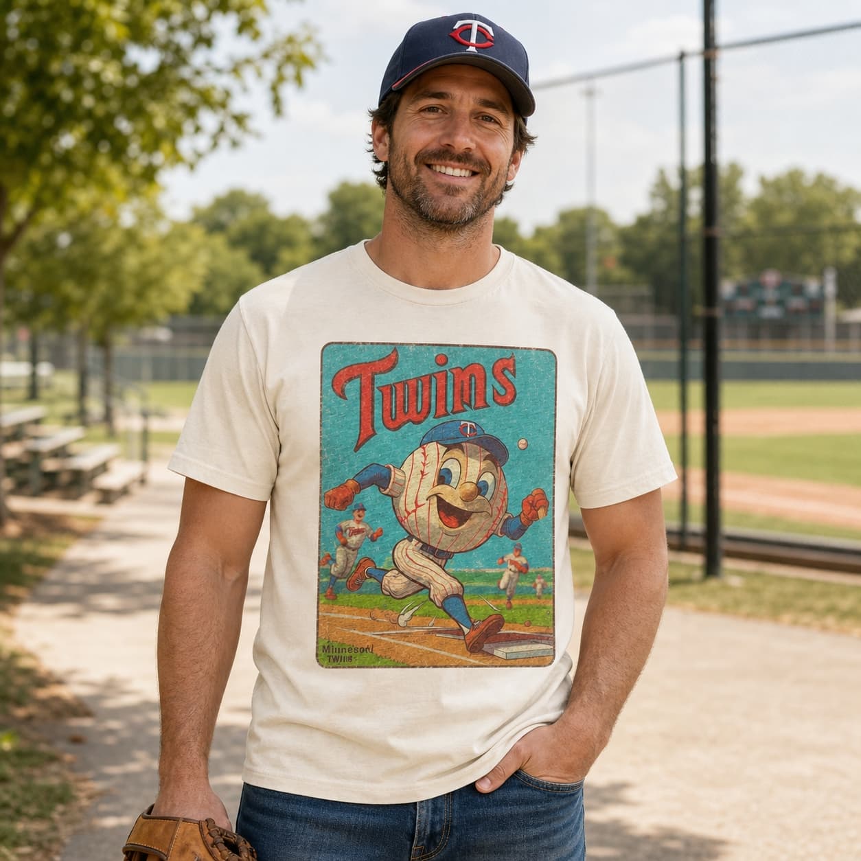 Minnesota Twins MLB Retro Baseball Card Mascot 1982 Artwork Shirt