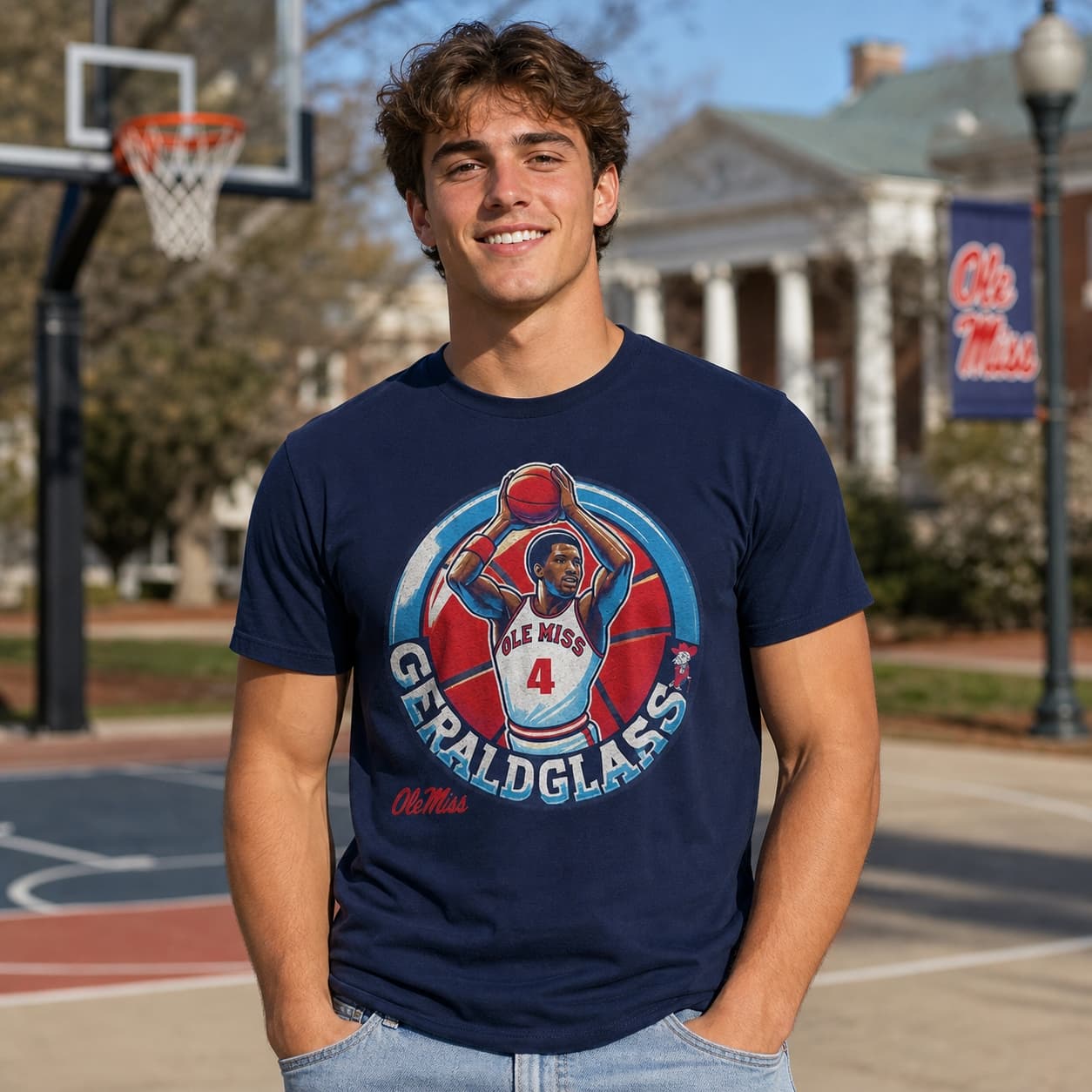 Mississippi Ole Miss Rebels Gerald Glass Exclusive Retro March Madness Basketball Shirt