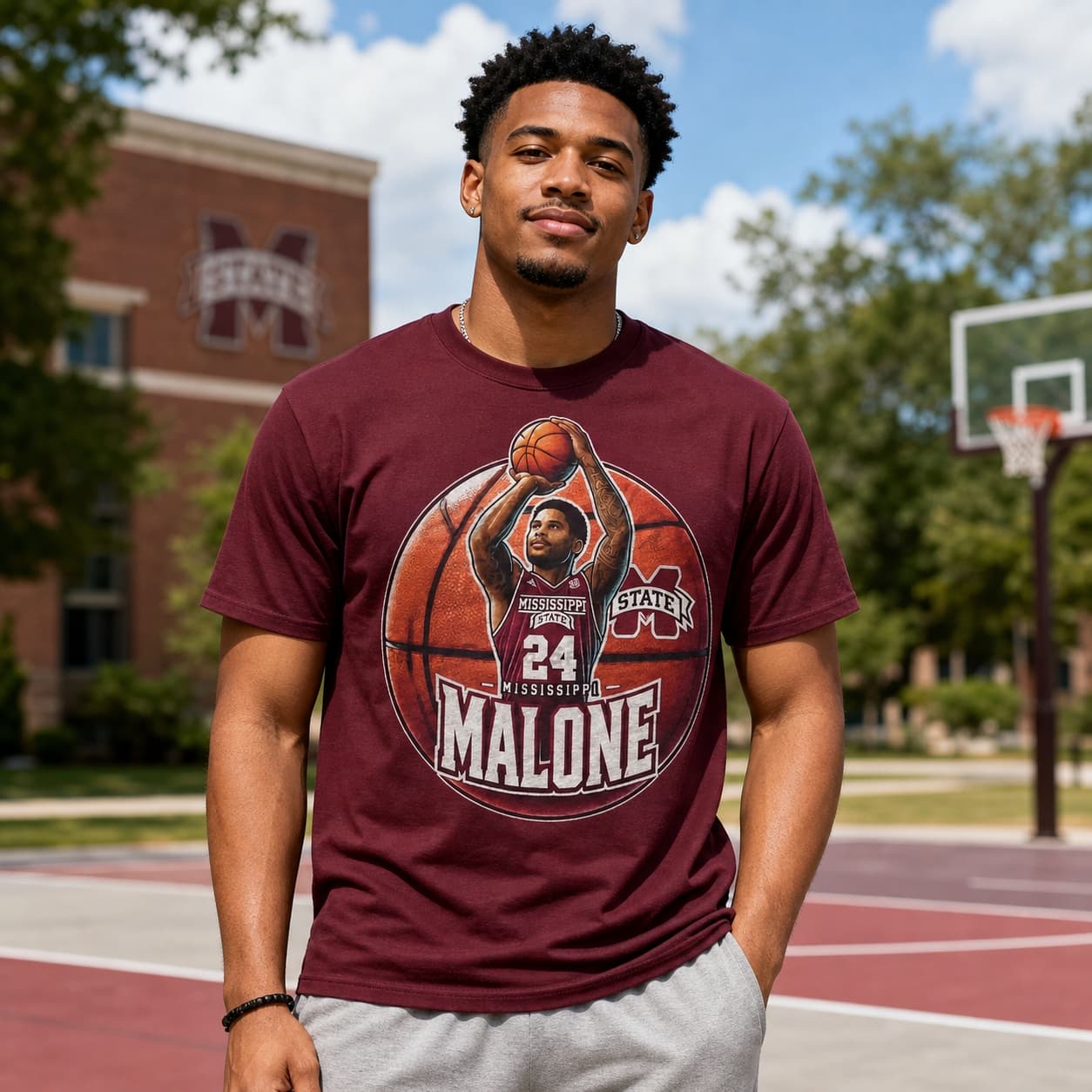 Mississippi State Bulldogs Jeff Malone Exclusive Retro March Madness Basketball Shirt