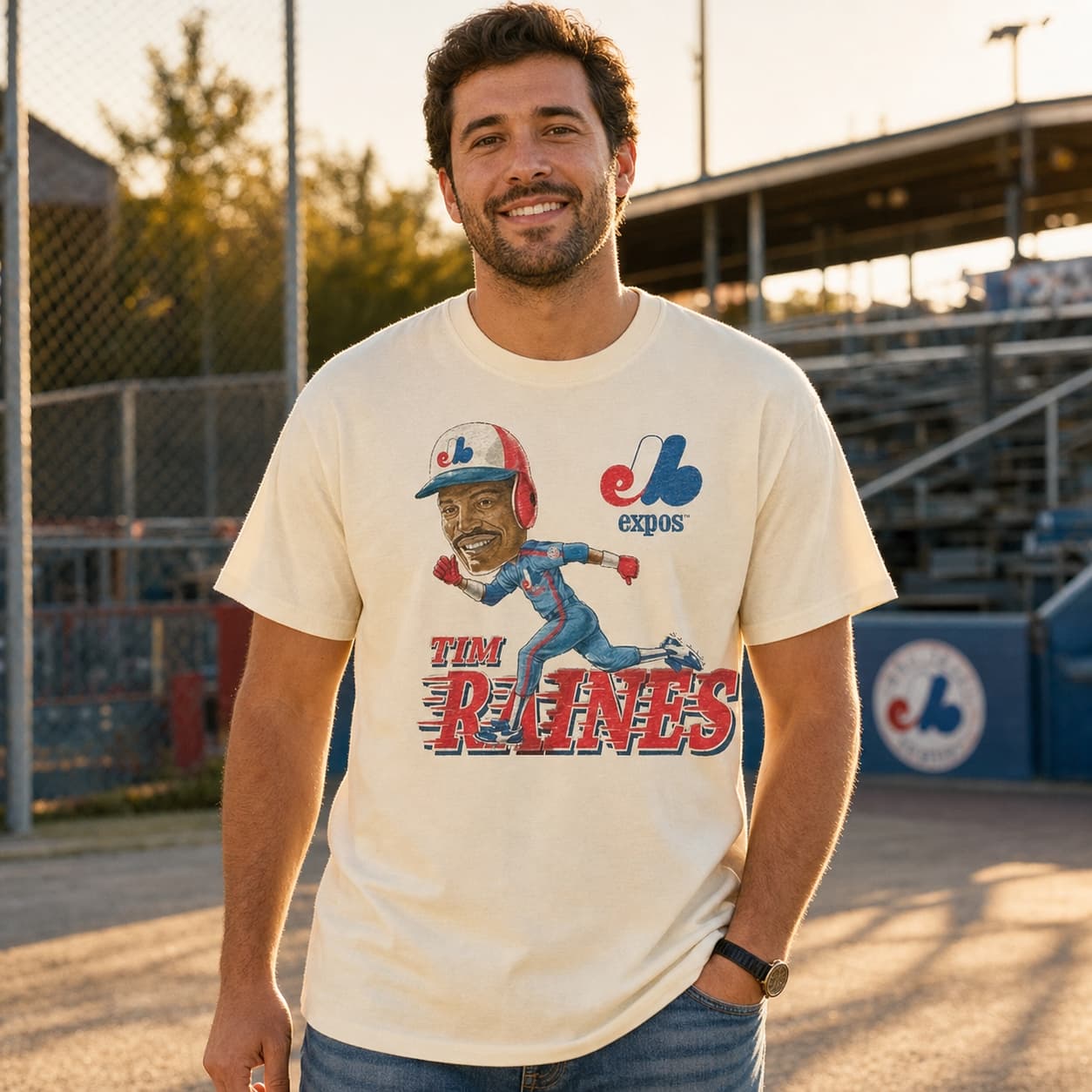 Montreal Expos Retro Tim Raines Baseball 1987 Artwork Shirt