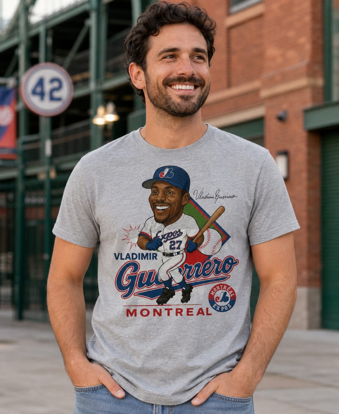 Montreal Expos Vladimir Guerrero Exclusive Retro Baseball Caricature 1999 Artwork T-Shirt