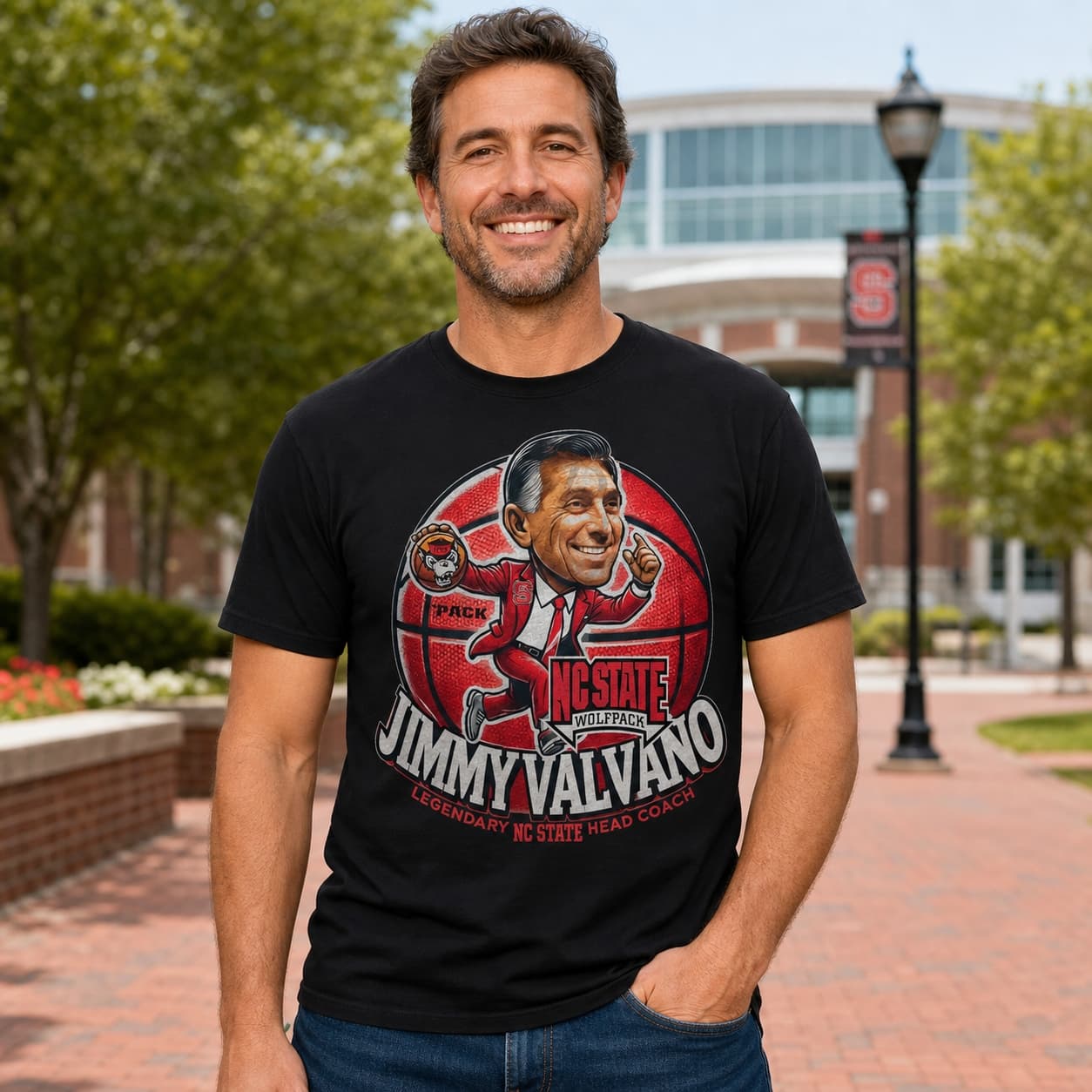 NC State Wolfpack Coach Jimmy Valvano Exclusive Retro March Madness Basketball Shirt