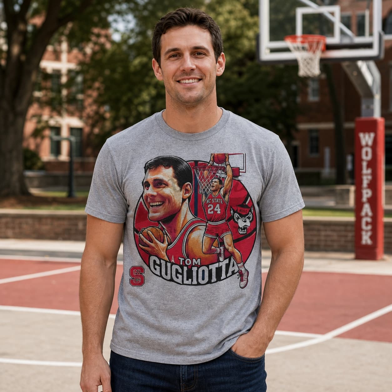 NC State Wolfpack Tom Gugliotta Exclusive Retro March Madness Basketball Shirt