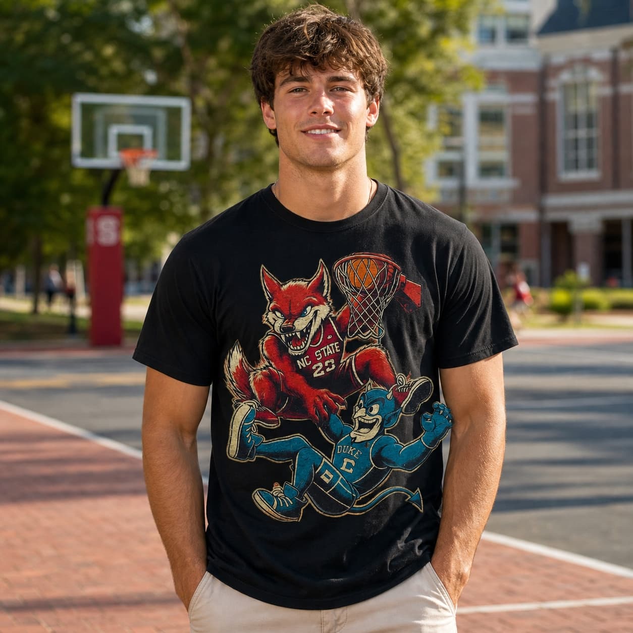 NC State Wolfpack vs. Duke Blue Devils Retro Rivalry Basketball Mascot 1987 Shirt