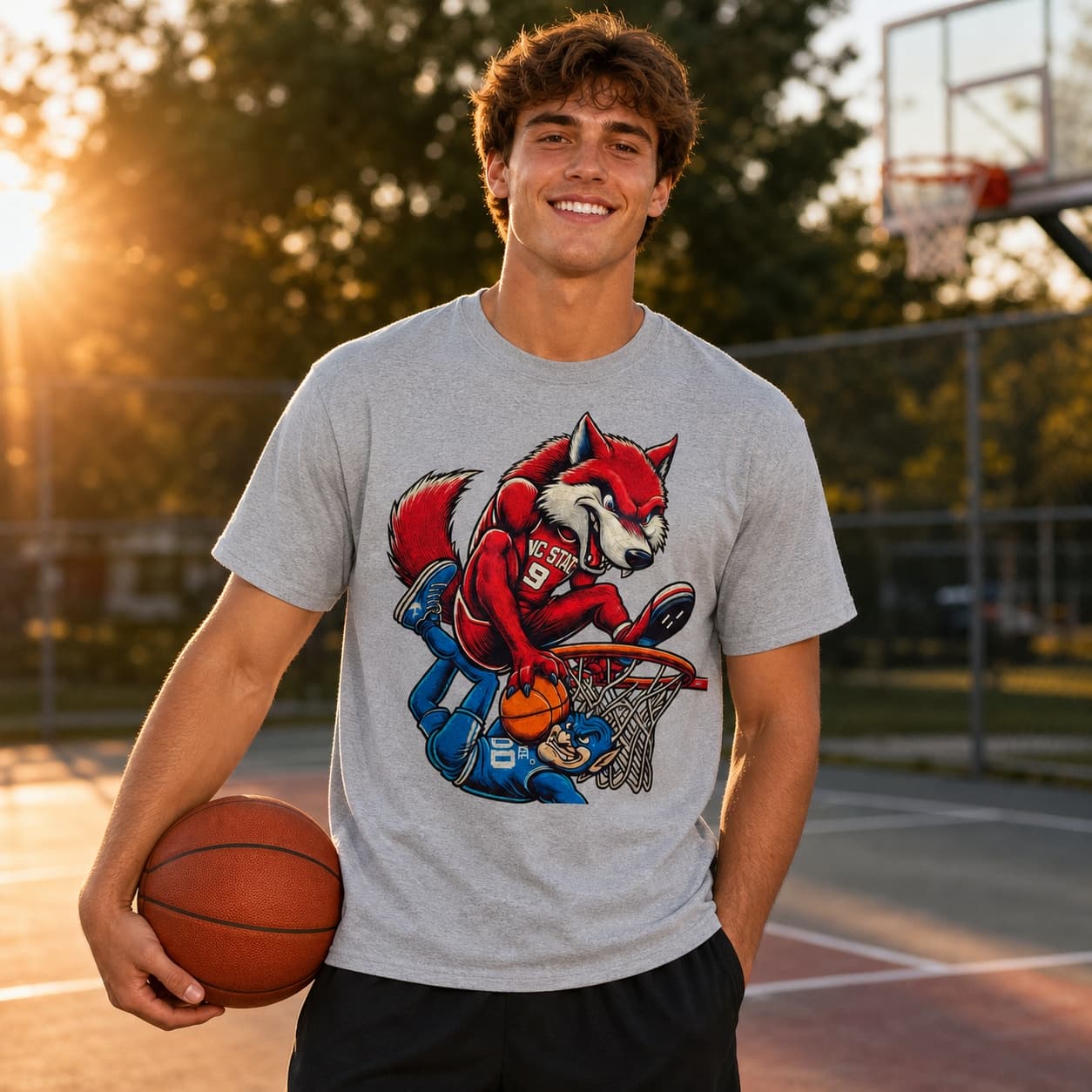 NC State Wolfpack vs. Duke Blue Devils Retro Rivalry Basketball Mascot 1995 Shirt