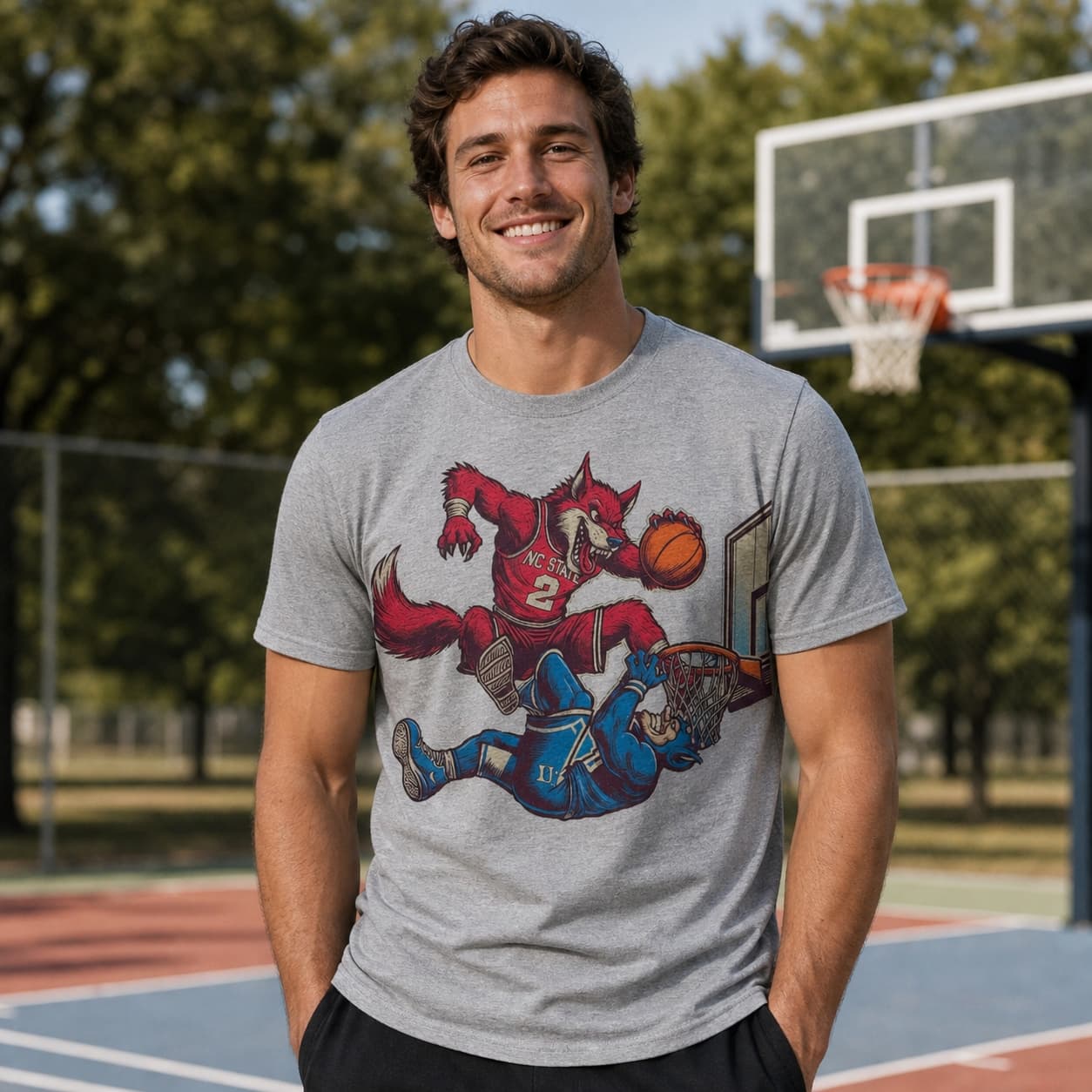 NC State Wolfpack vs. Duke Blue Devils Retro Rivalry Basketball Mascot 1997 Shirt