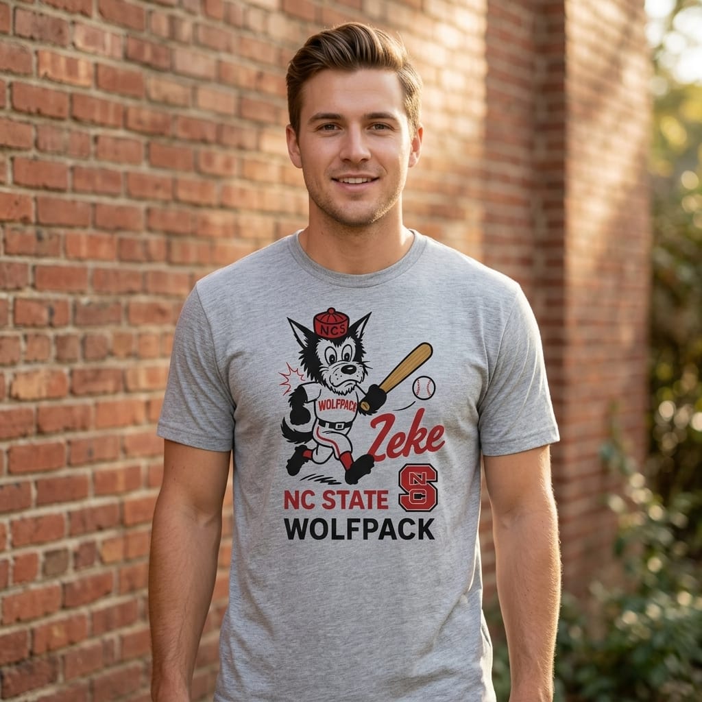 NC State Wolfpack Zeke Mascot Retro Baseball Artwork Shirt