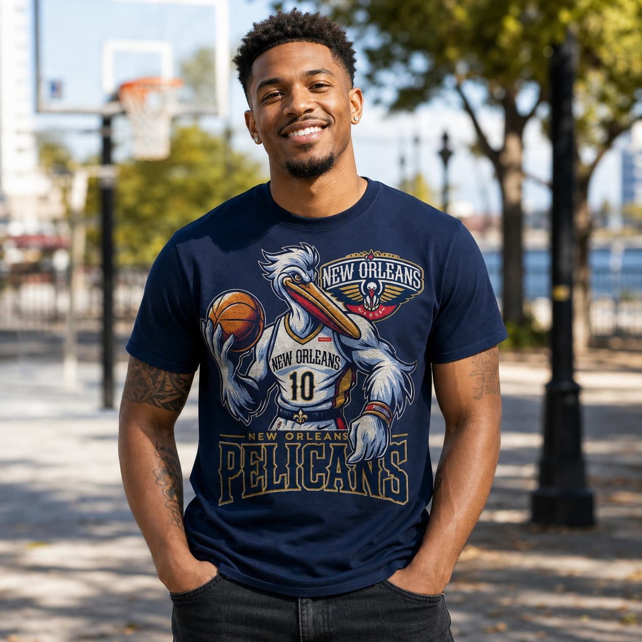 New Orleans Pelicans Exclusive Retro Basketball Mascot Shirt
