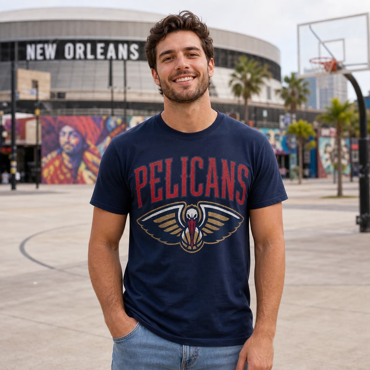New Orleans Pelicans Retro Basketball Bold Shirt