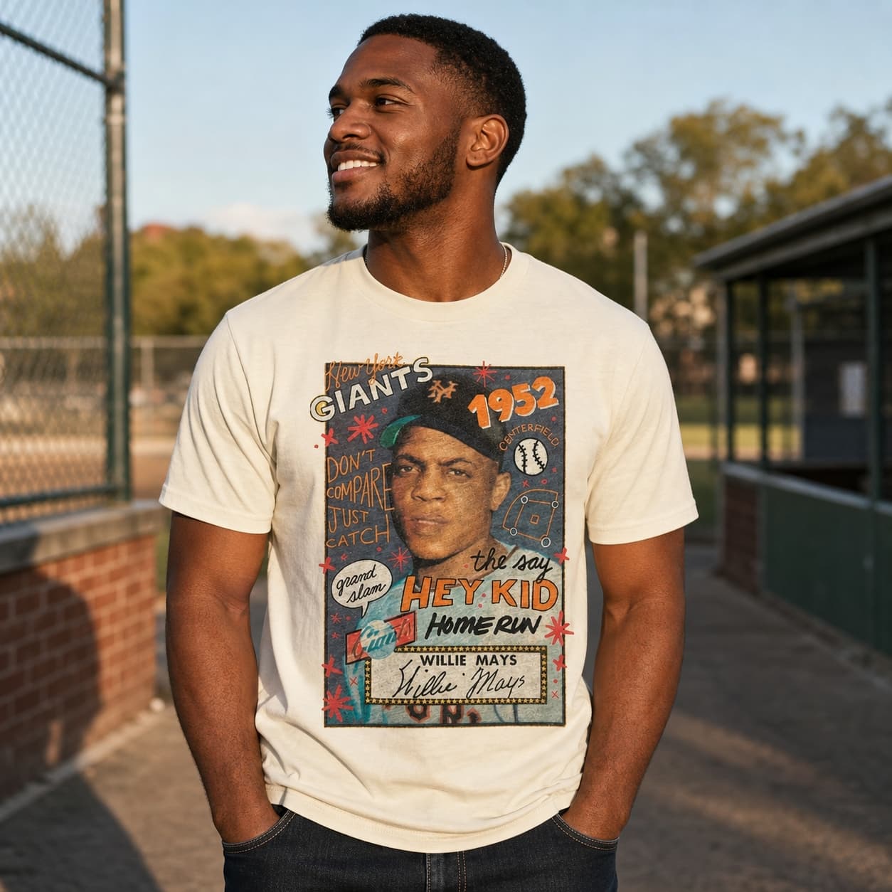New York Giants Retro Willie Mays Baseball 1952 Artwork Shirt