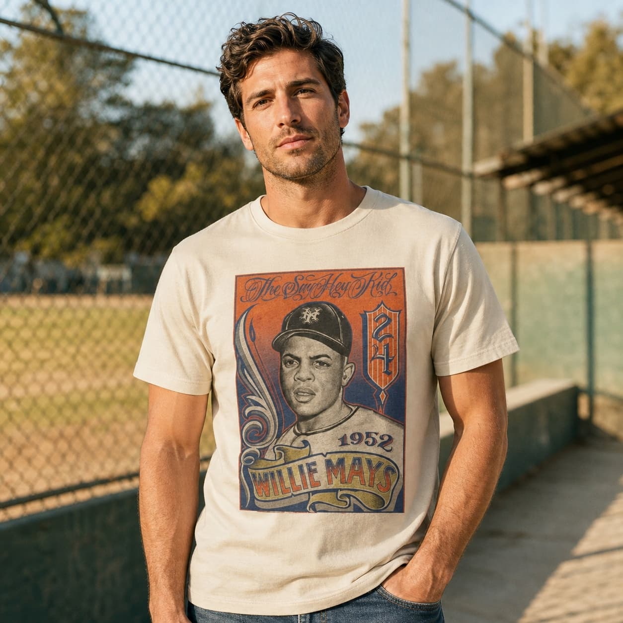 New York Giants Retro Willie Mays Baseball Card 1952 Artwork Shirt