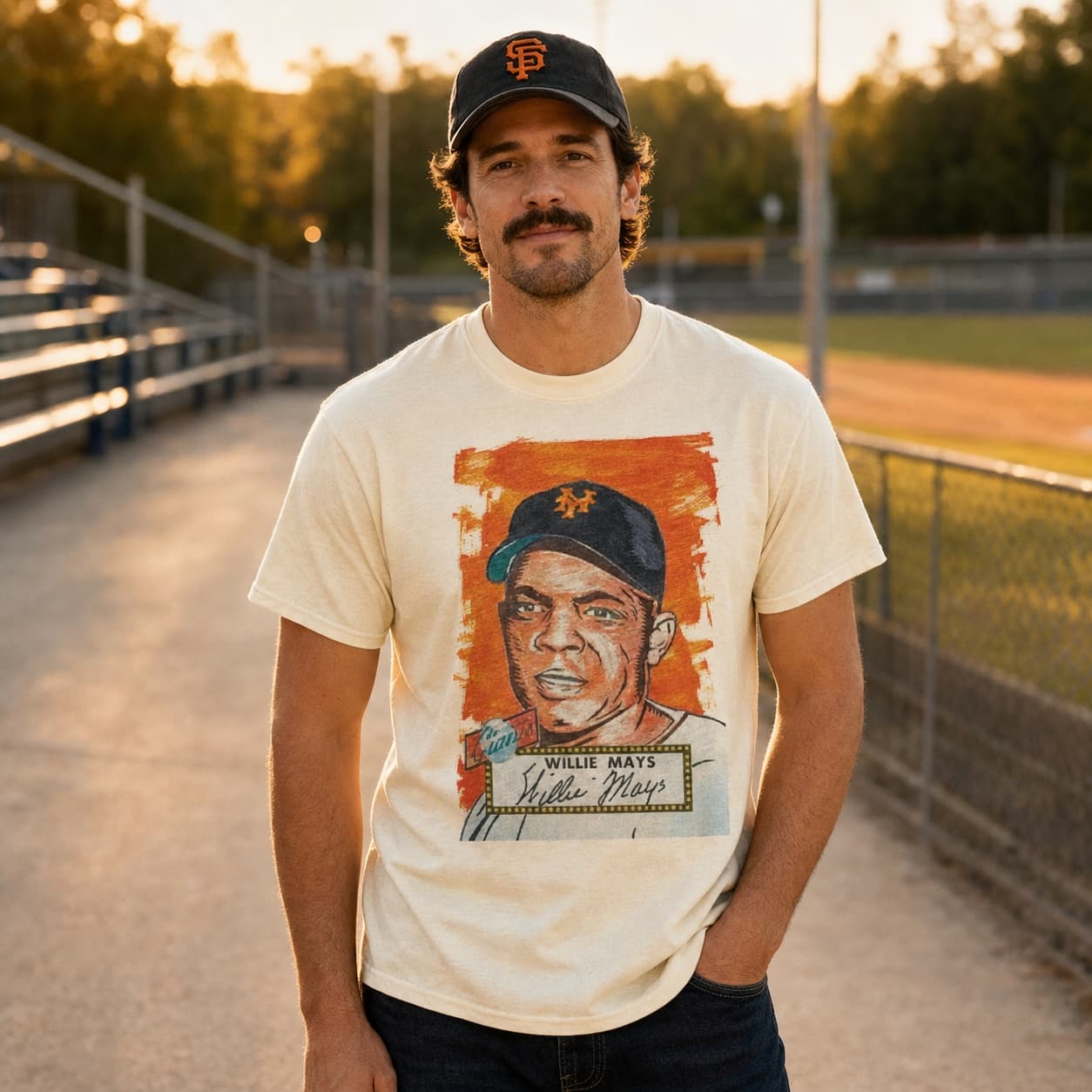 New York Giants Vintage Willie Mays Baseball 1952 Artwork Shirt