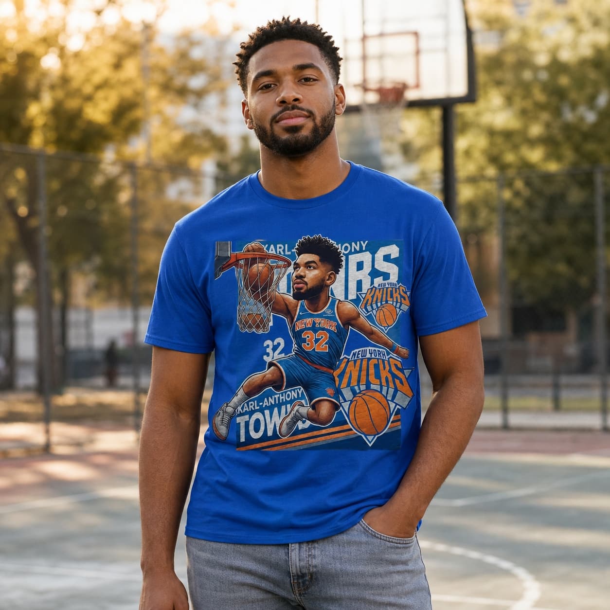 New York Knicks Karl-Anthony Towns Exclusive Retro Basketball Shirt