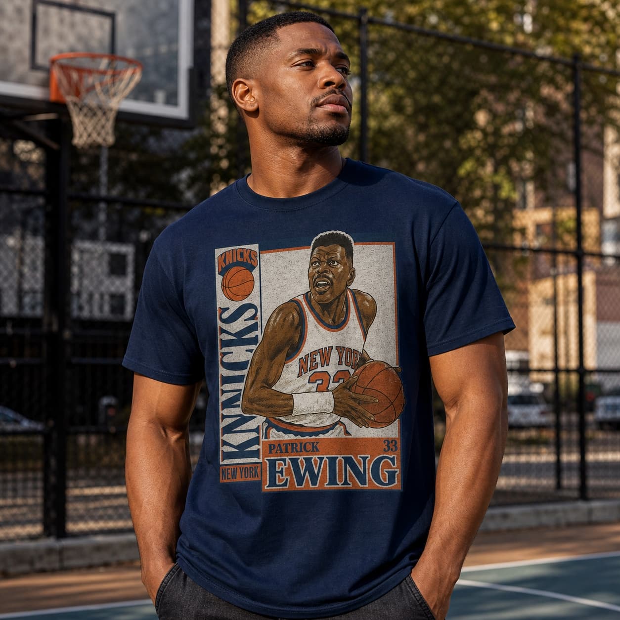 New York Knicks Patrick Ewing Exclusive Retro Basketball 1985 Shirt