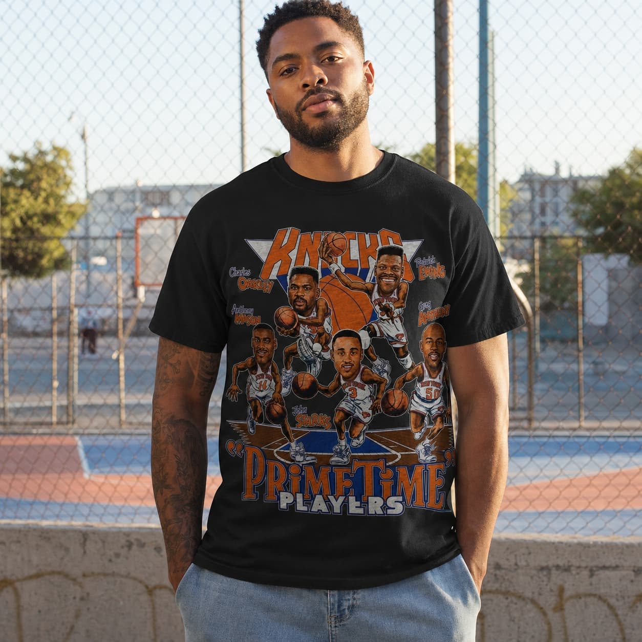 New York Knicks Prime Time Players Retro Starks Ewing Oakley Basketball 1991 Shirt