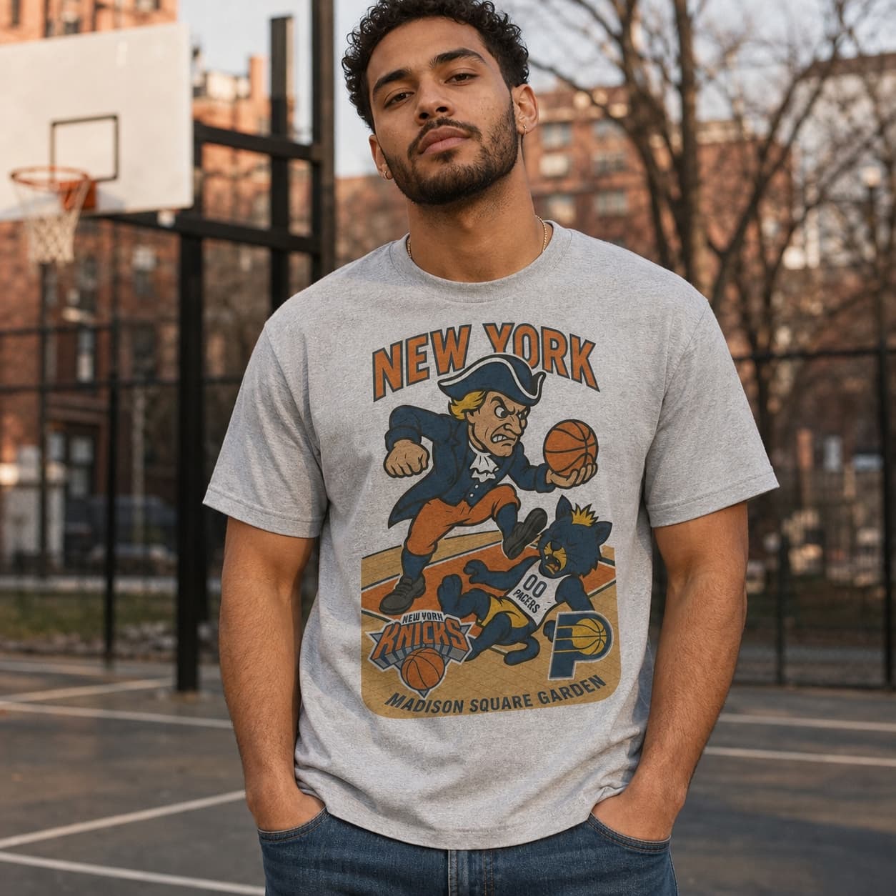 New York Knicks vs. Indiana Pacers Exclusive Retro Rivalries Basketball Stomping Shirt