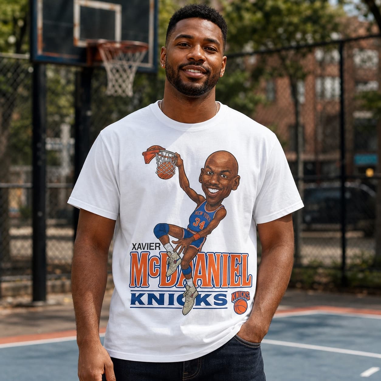 New York Knicks Xavier McDaniel Exclusive Retro Basketball 1991 Shirt