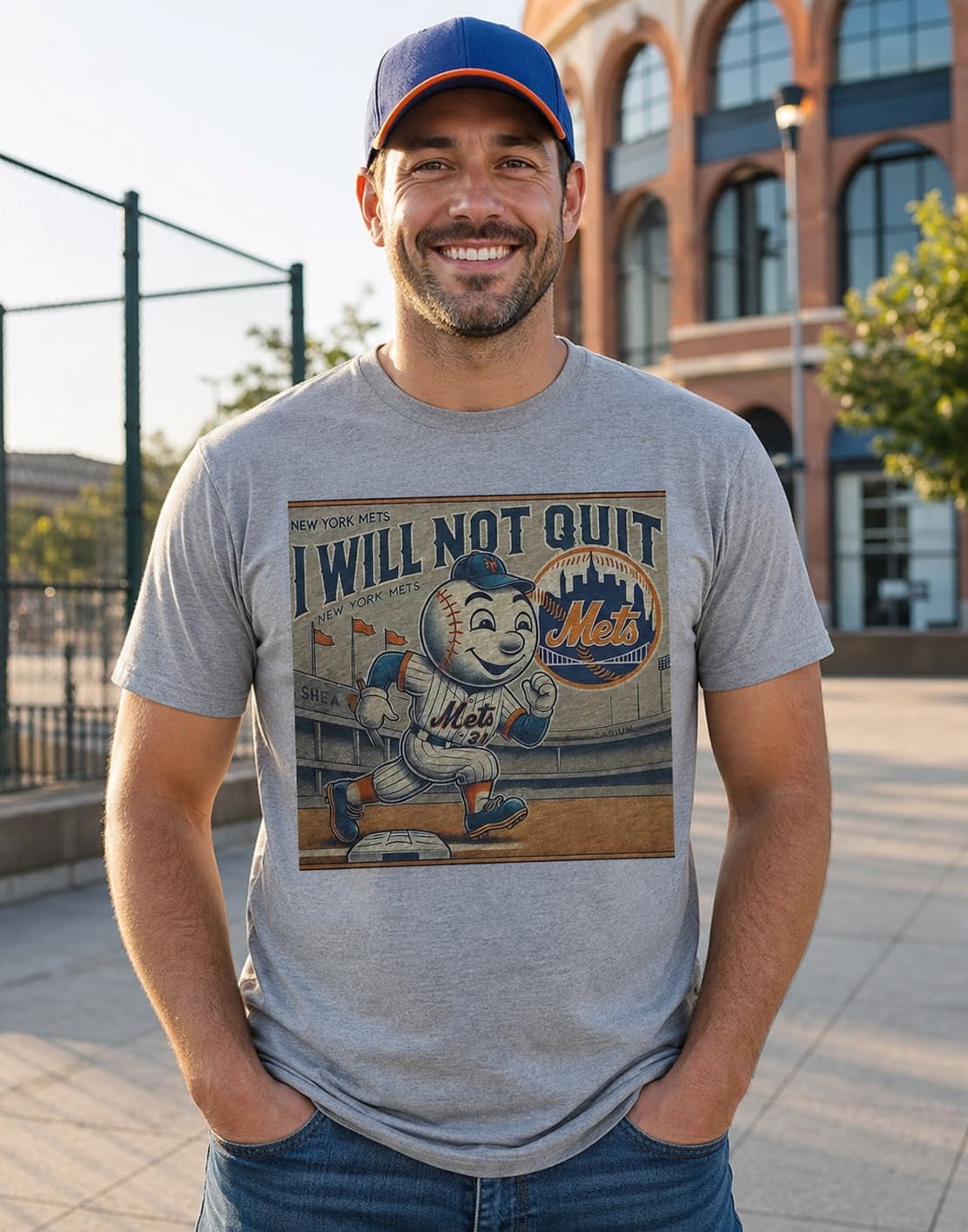 New York Mets Exclusive Mr. Met Mascot Retro Baseball Artwork Shirt