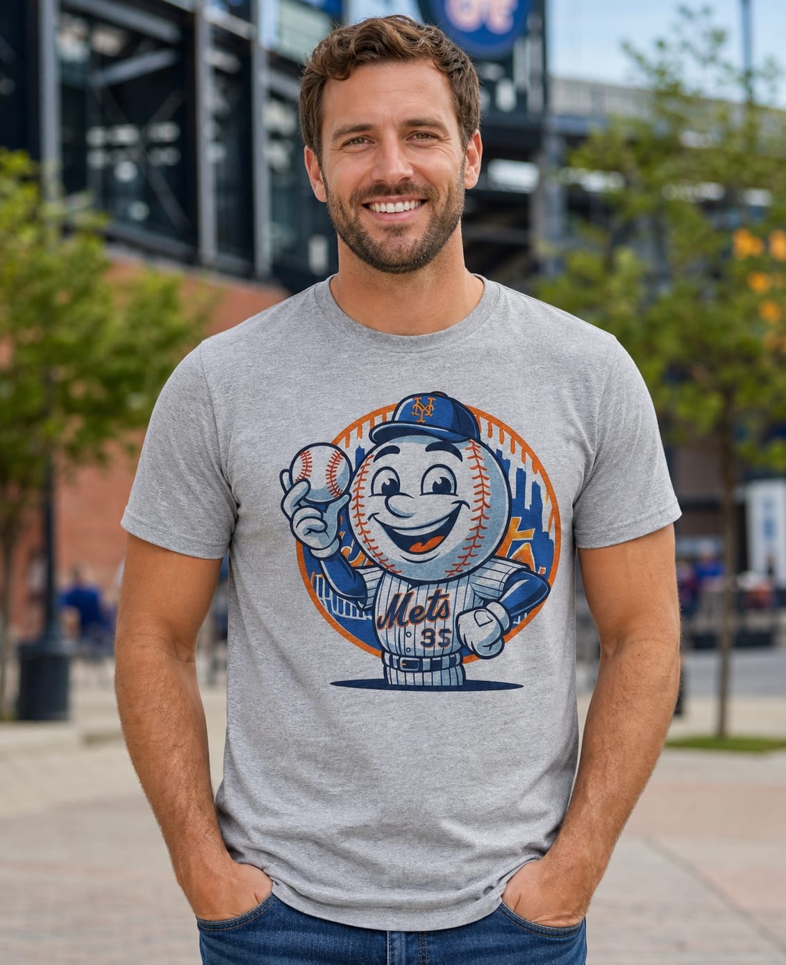 New York Mets Exclusive Retro Baseball Mascot Artwork Shirt