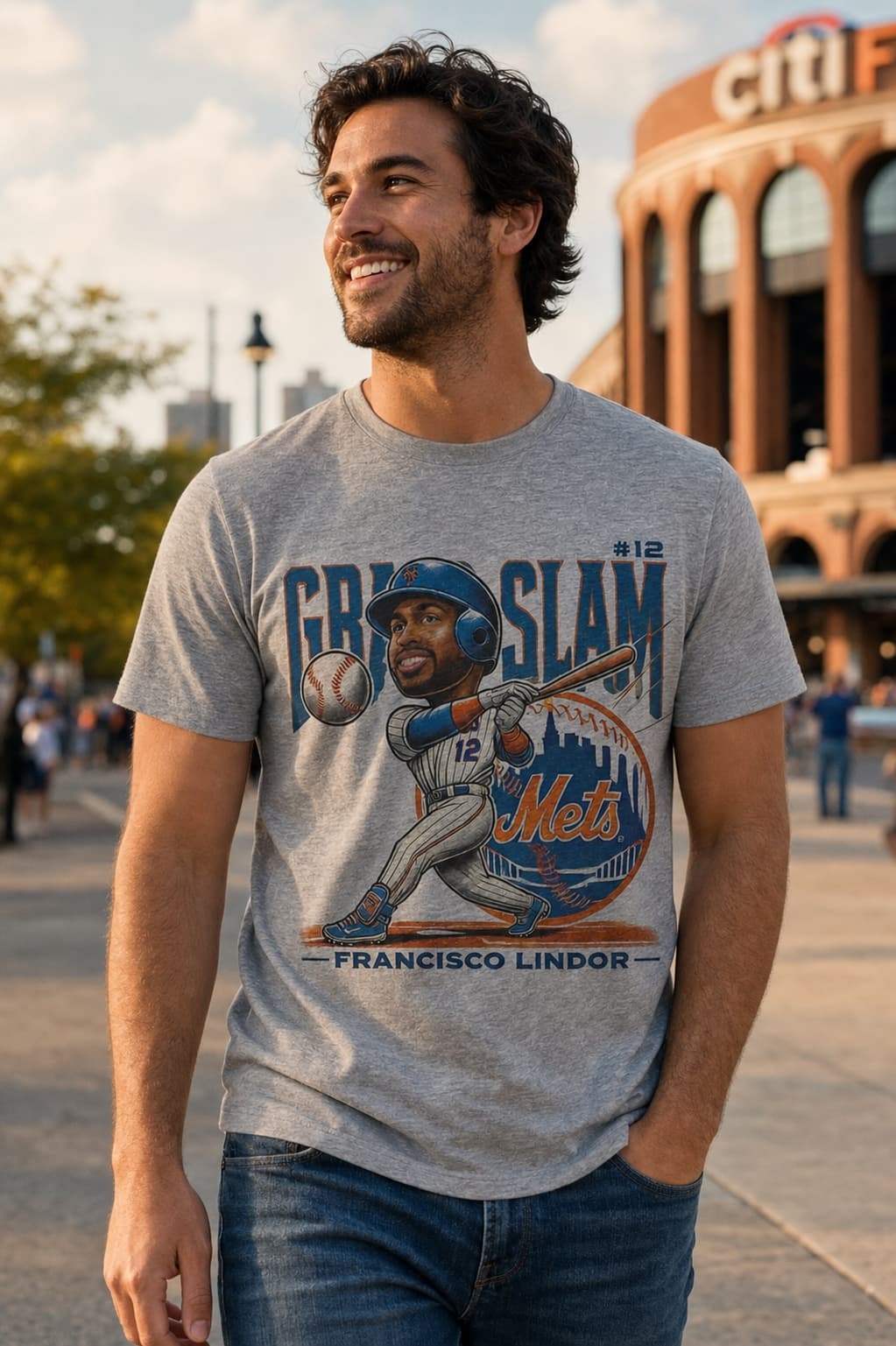 New York Mets Francisco Lindor Exclusive Grand Slam Retro Baseball Artwork Shirt