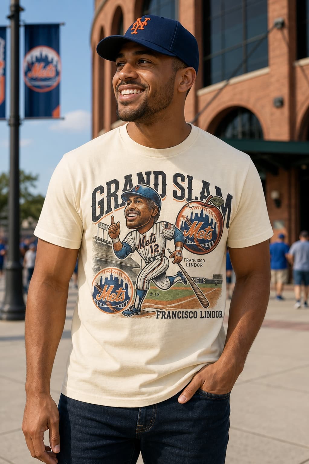 New York Mets Francisco Lindor Exclusive Retro Baseball Artwork Shirt