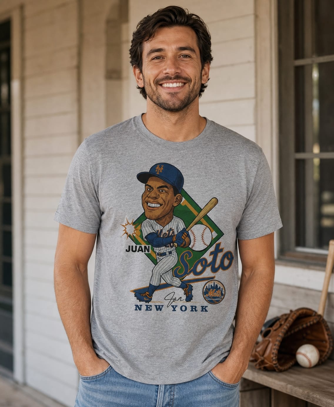 New York Mets Juan Soto Exclusive Retro Baseball Caricature Artwork T-Shirt