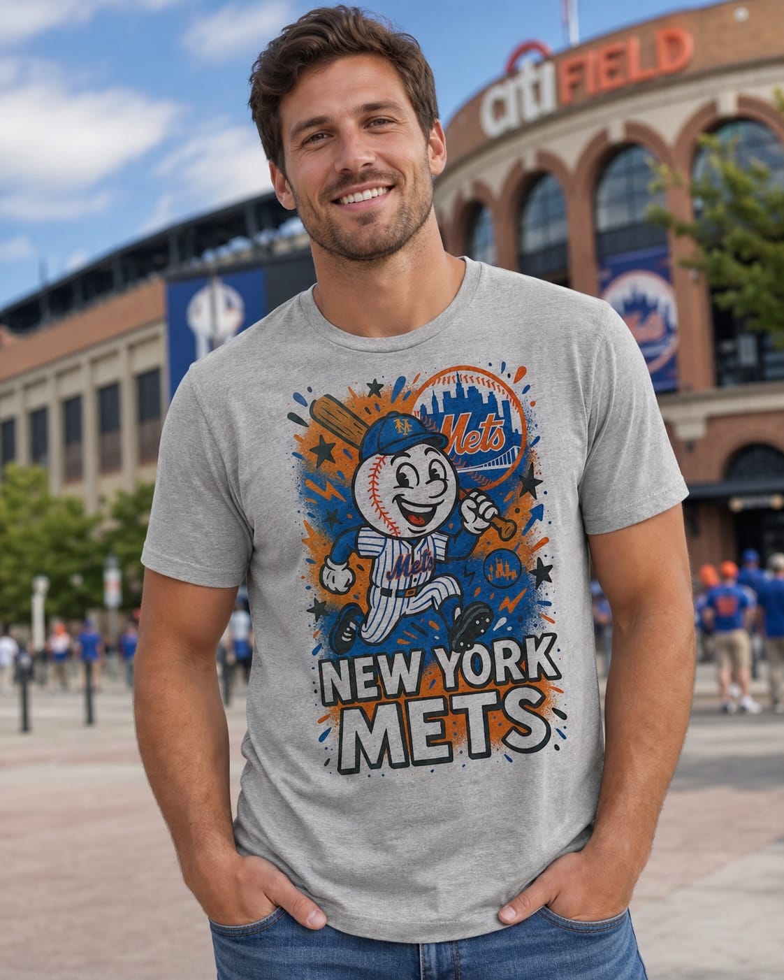 New York Mets Mr. Met Exclusive Retro Baseball Graffiti Artwork Shirt