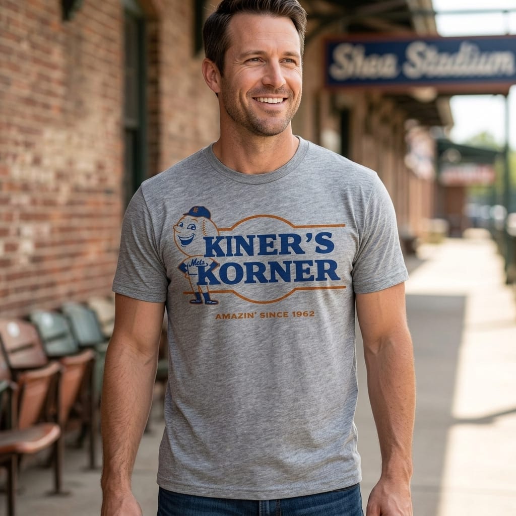 New York Mets Mr. Met Kiner’s Korner Retro Baseball T-Shirt