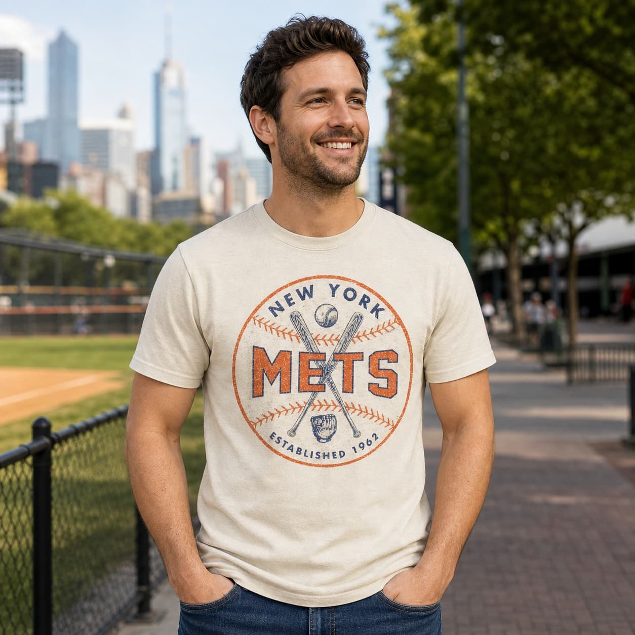 New York Mets Retro Baseball 1962 Artwork T-Shirt