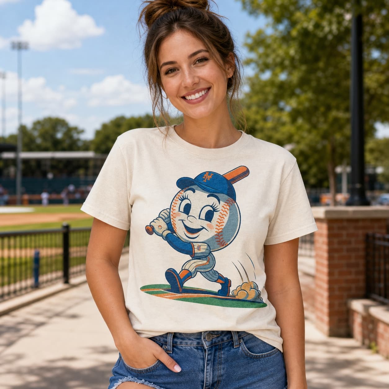 New York Mets Retro Lady Met Baseball Artwork Shirt