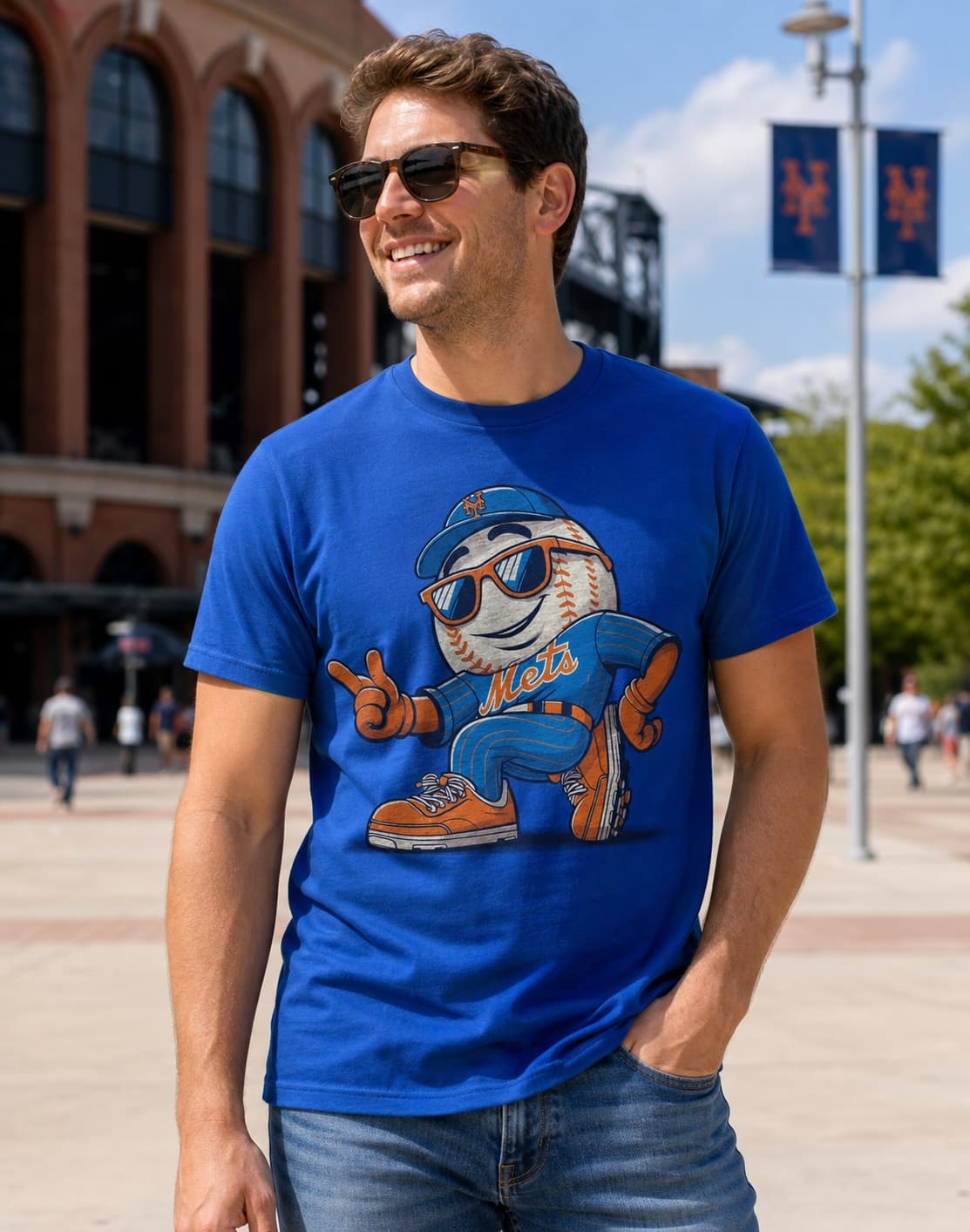 New York Mets Retro Mr. Met Baseball Artwork Shirt